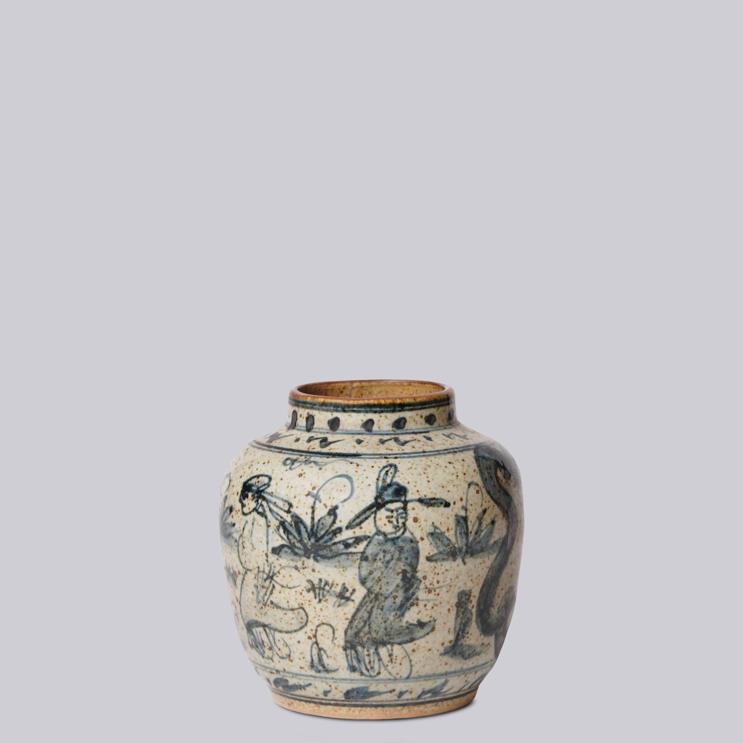 Rustic Porcelain Scholars Small Round Vase