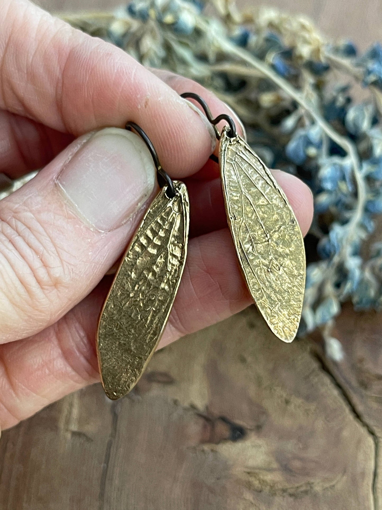 Cicada Wing Earrings (Silver, Bronze, or Copper): Bronze