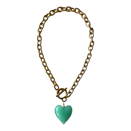 Amore Murano Glass Heart Necklace: Seafoam Green