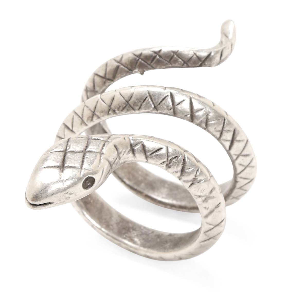 Handmade Snake Brass Ring In Silver Plated - ZRC-181