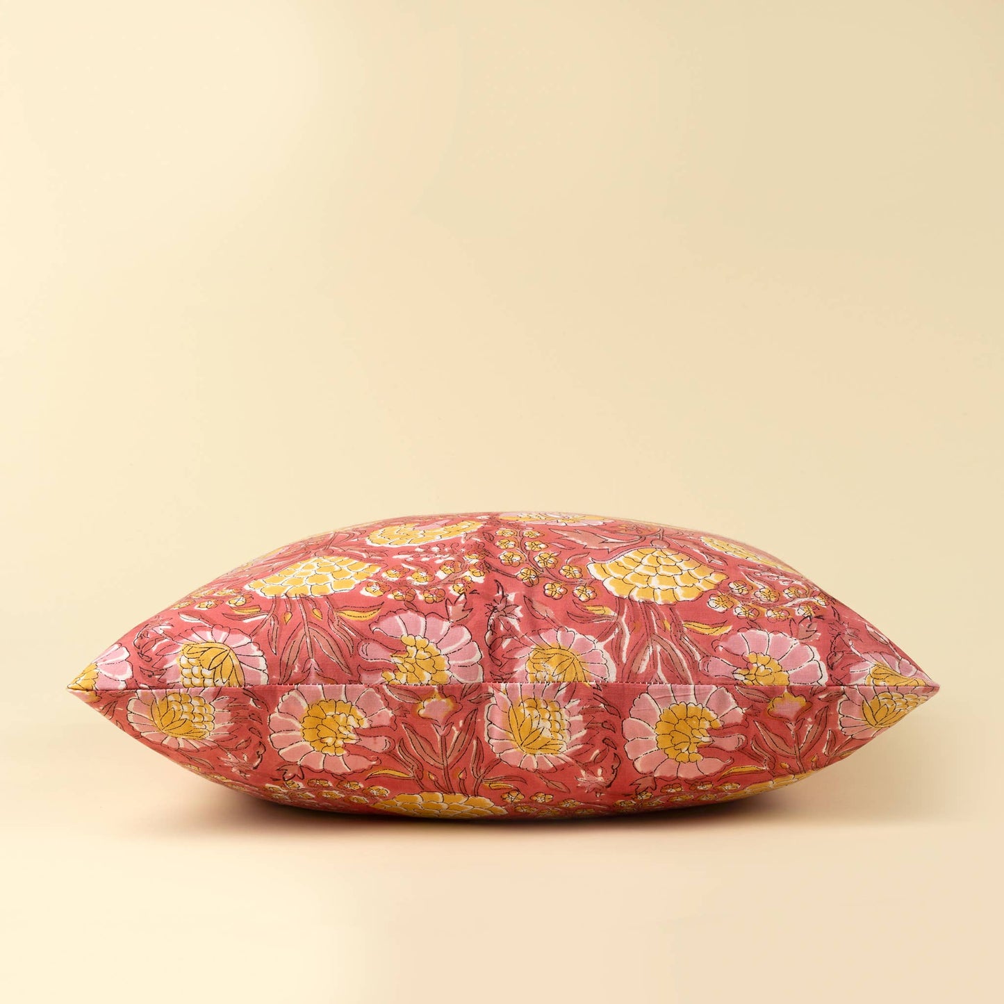 20x20 Block Print Pillow, Pink: Cover with Filler