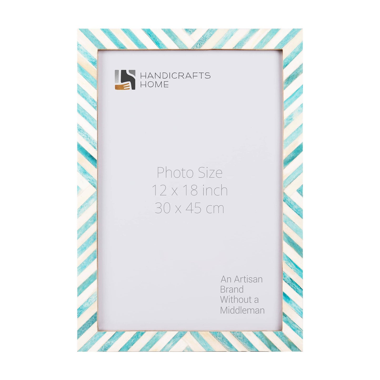 Chevron Pattern Bone Inlay Picture Frames, 26 Sizes, Green: 5x7