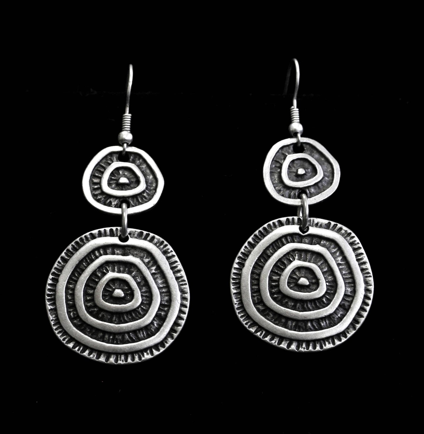 Handmade Natty Pewter Earrings - 4597