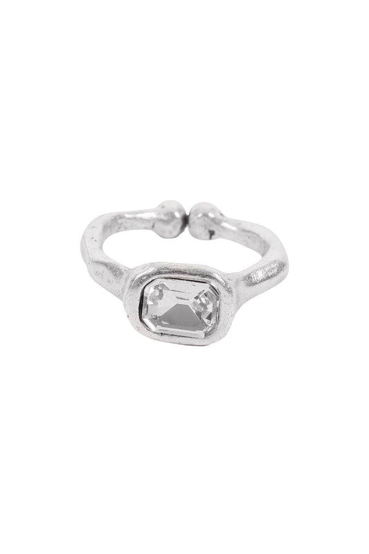 Handmade Clear Crystal Brass Ring - 6854