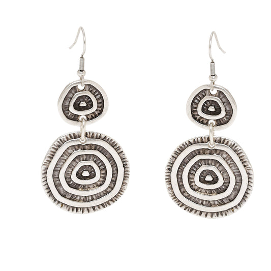 Handmade Natty Pewter Earrings - 4597