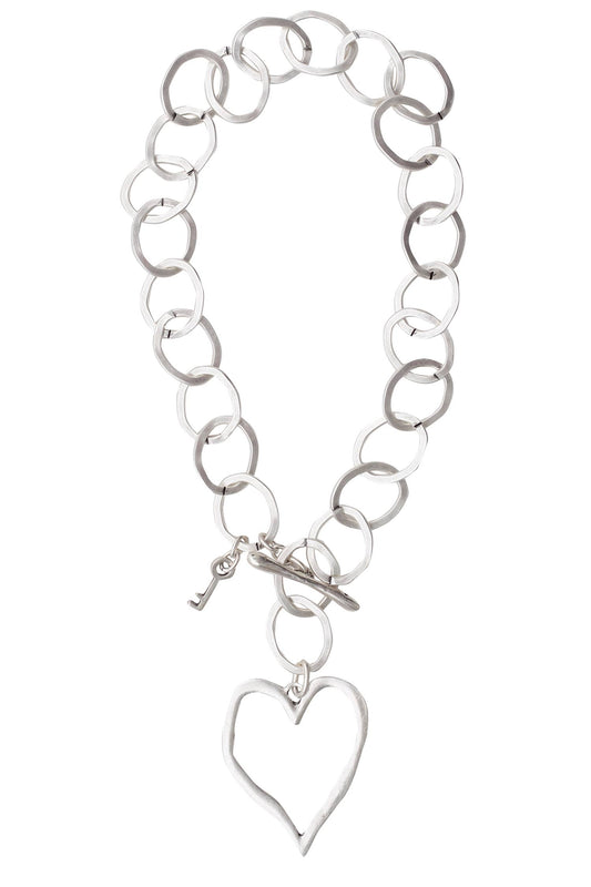 Handmade Heart Pewter Necklace - 3860