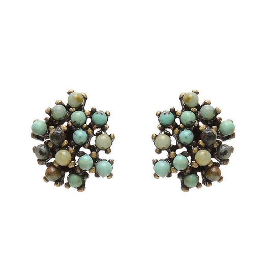 Beaded Cluster Earring: African Turq