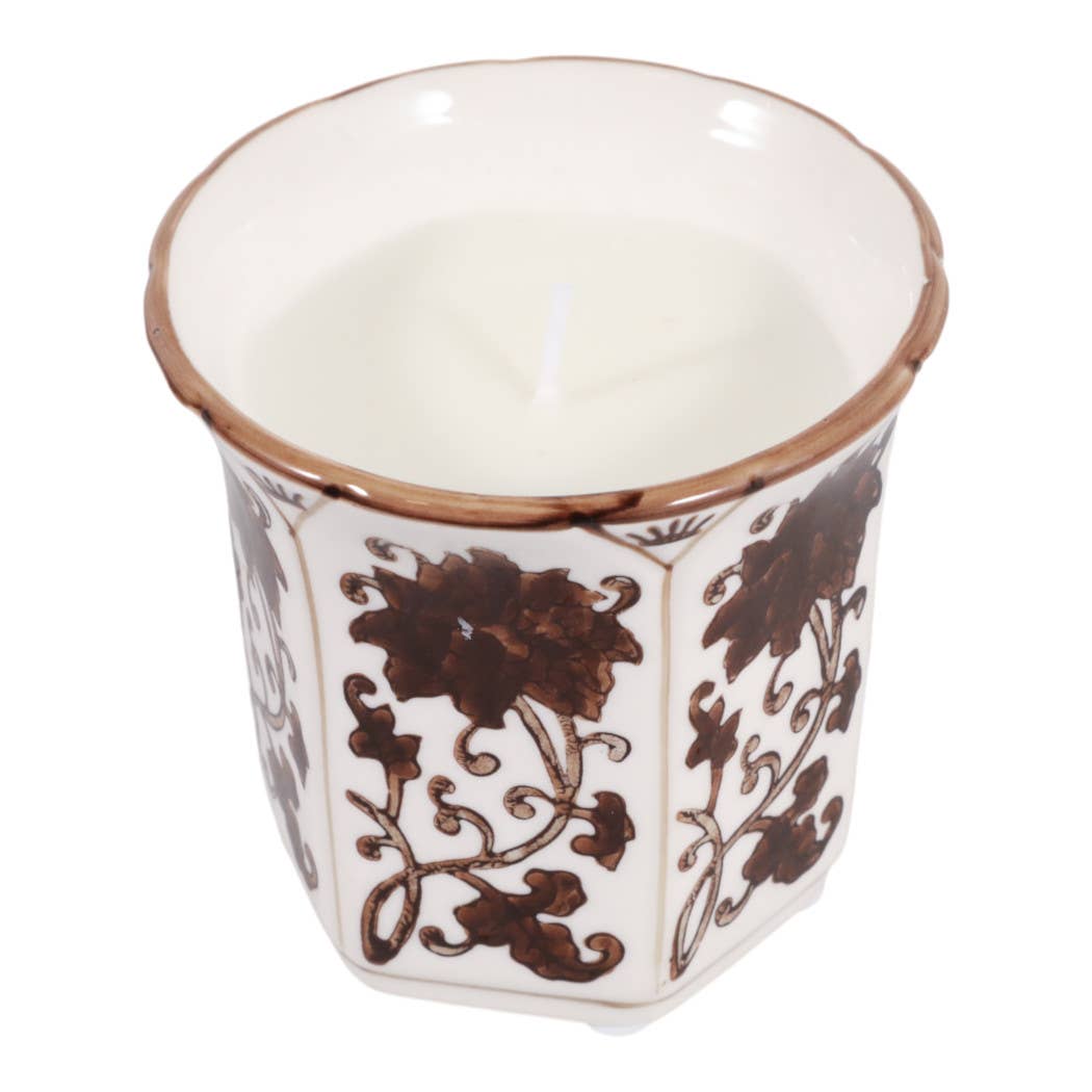 Scented Candle - Lavender Verbena Brown Ceramic Fluted, 6 Oz