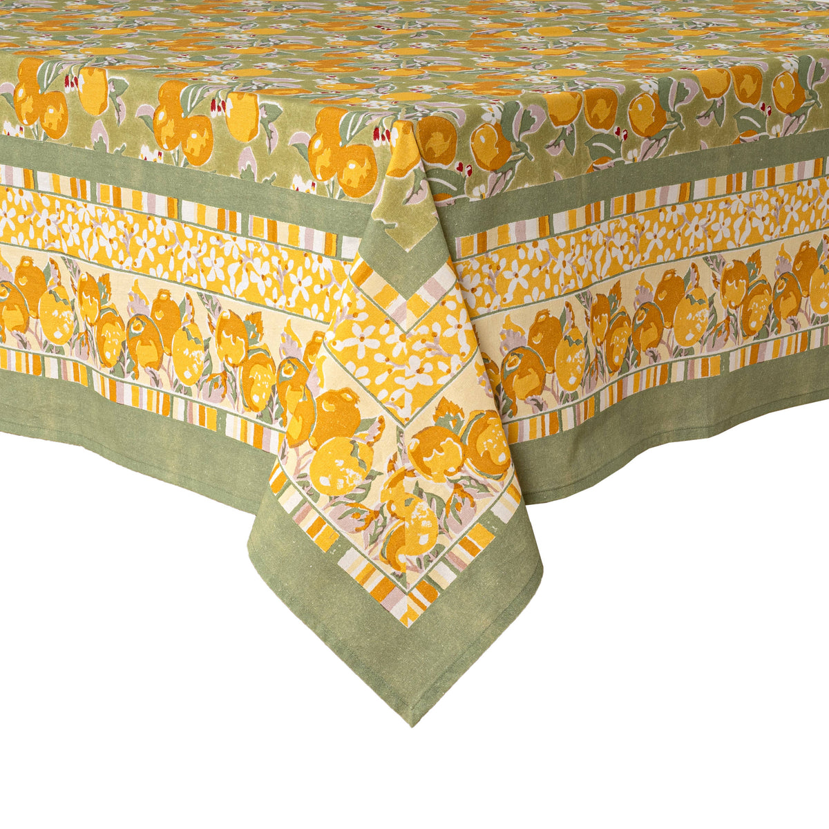 French Tablecloth Citron Vert & Yellow: 71" x 106"