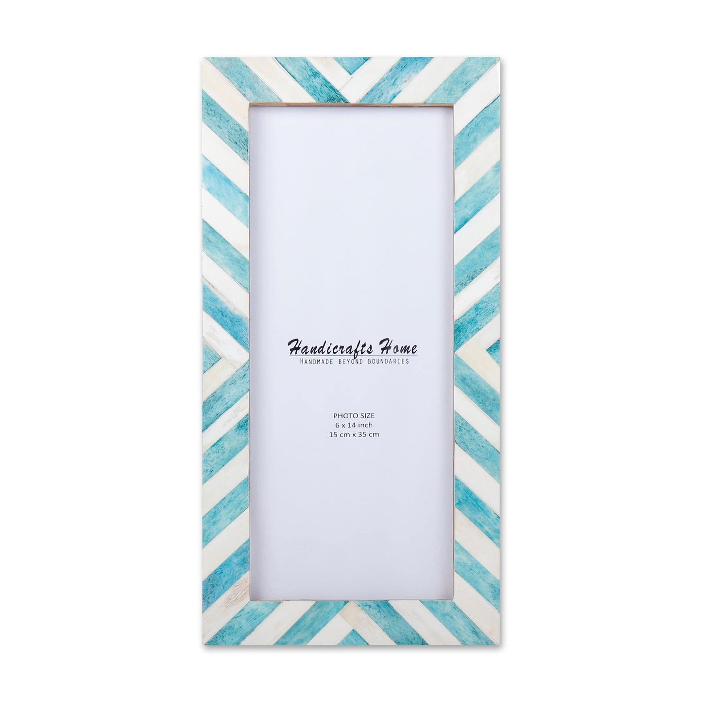 Chevron Pattern Bone Inlay Picture Frames, 26 Sizes, Green: 5x7