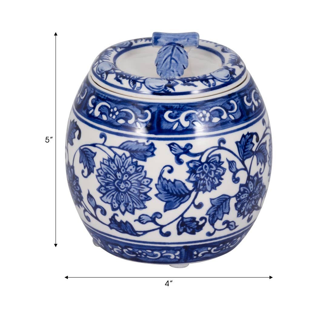 Scented Candle - Peony Wax Blue Chinoiserie With Lid, 8.5 Oz