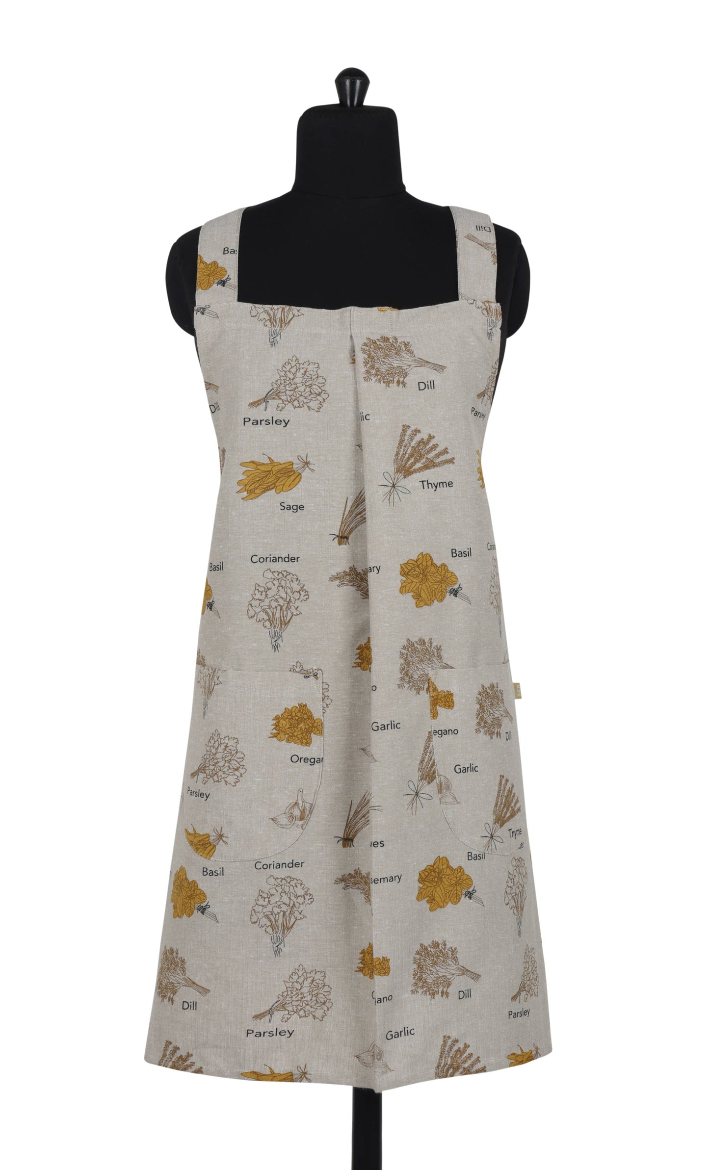 Apron Long Pinafore Herbs Mustard