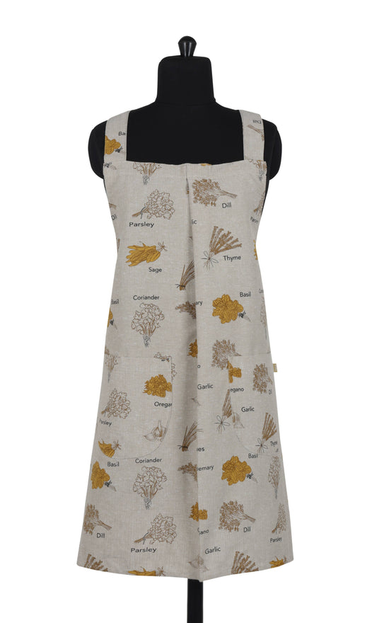 Apron Long Pinafore Herbs Mustard