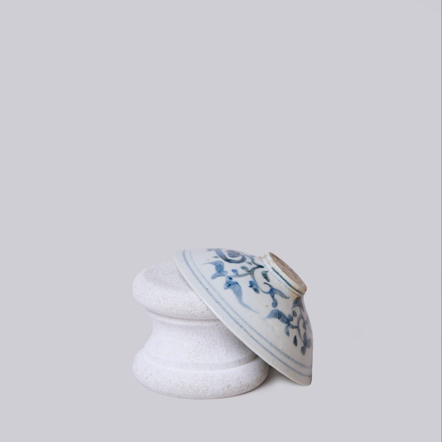 Small Blue and White Porcelain Lotus Conical Bowl