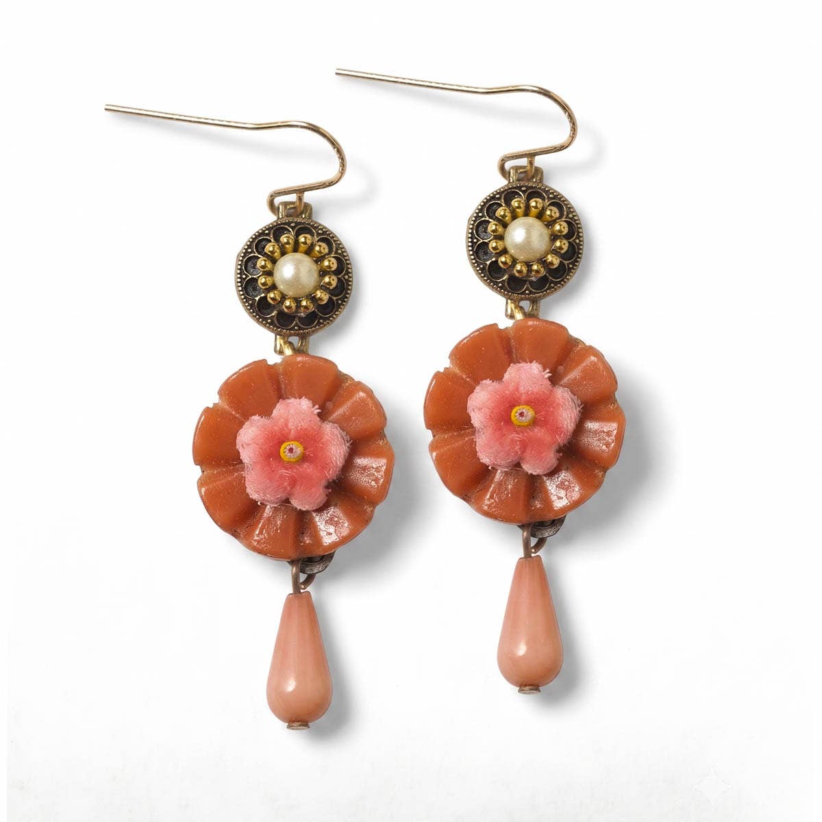 Rosette in Rust Earrings Dangle Earrings