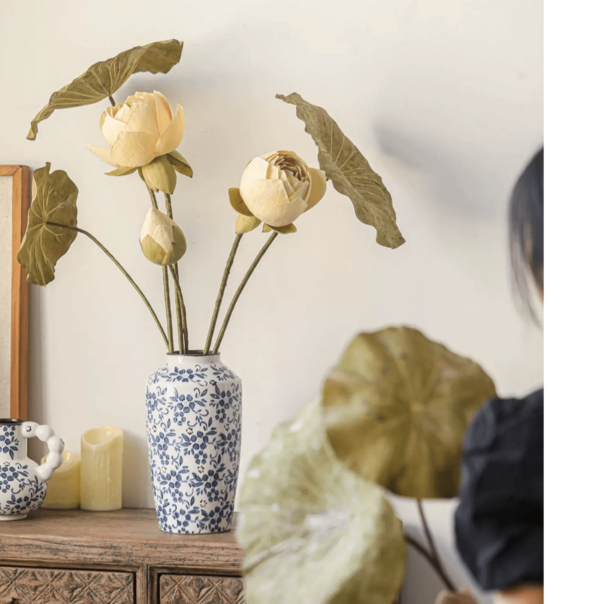 Artificial Rustic Lotus Stem: One Stem / Small