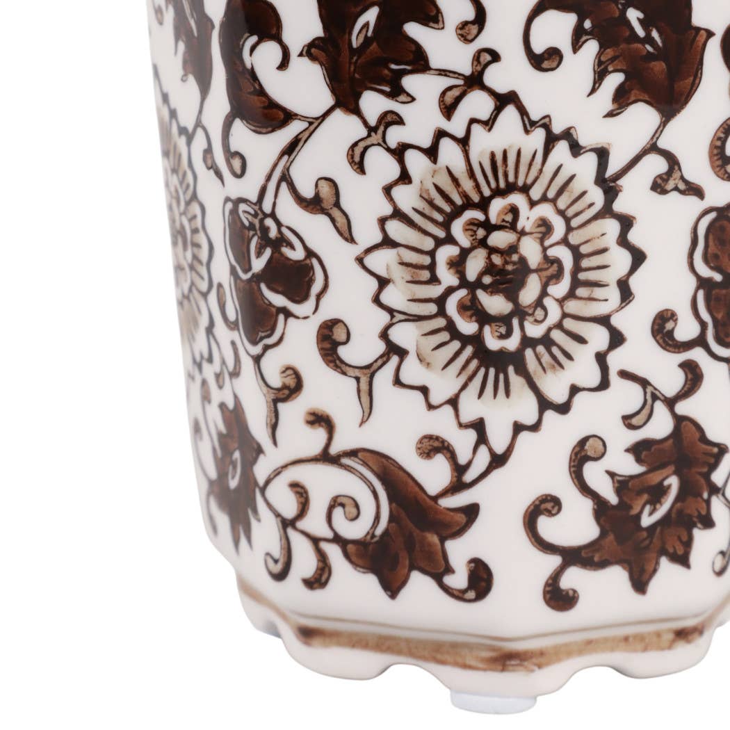 Scented Candle - Jasmine Brown and White Ceramic, 7 Oz