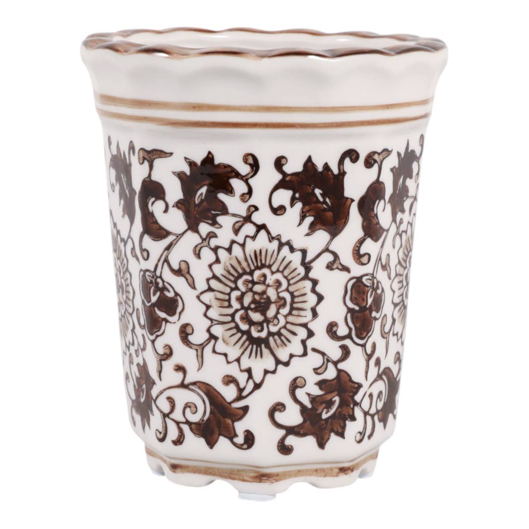 Scented Candle - Jasmine Brown and White Ceramic, 7 Oz