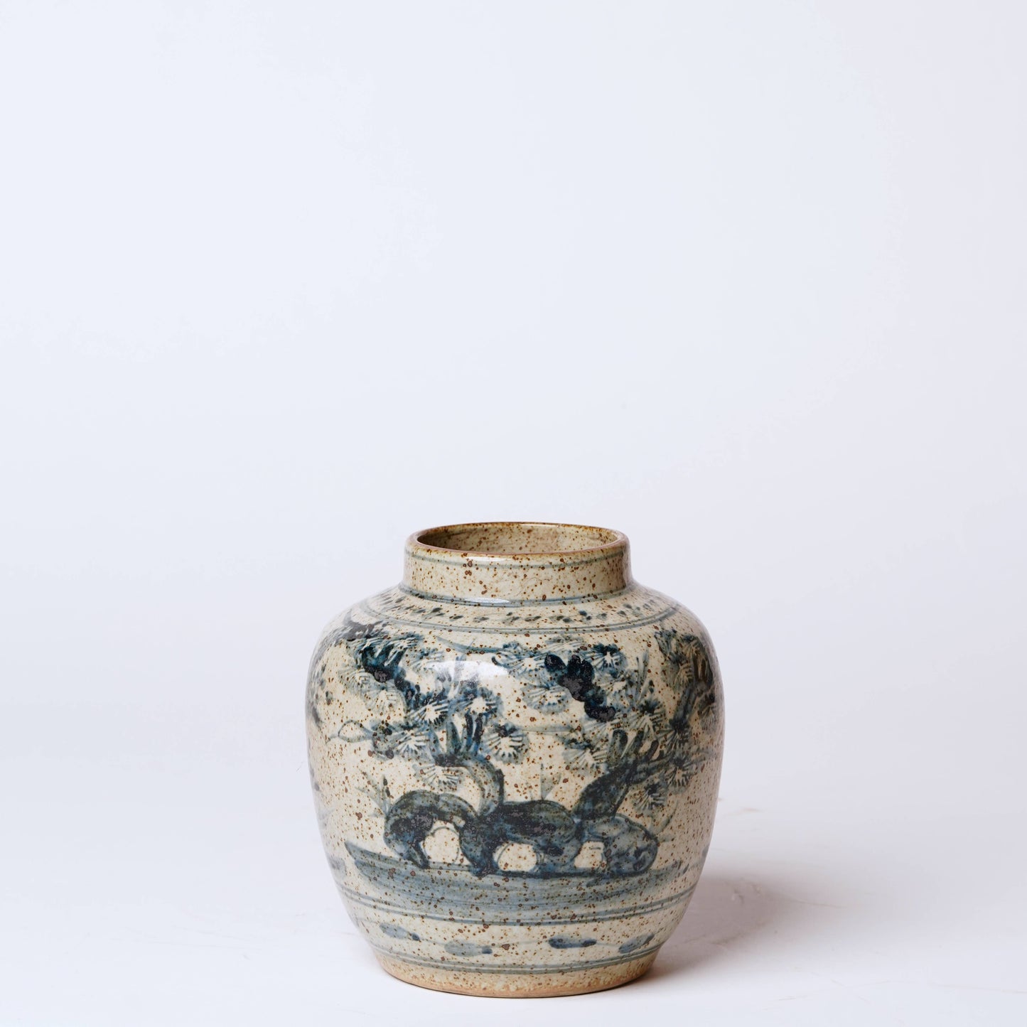 Rustic Porcelain Three Friends Small Round Vase