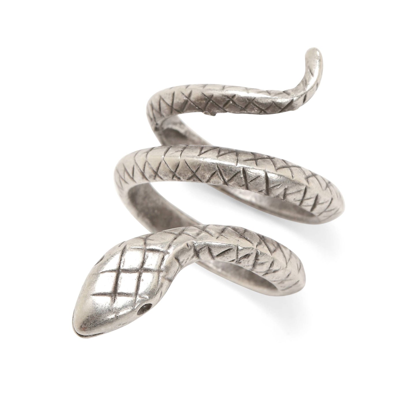 Handmade Snake Brass Ring In Silver Plated - ZRC-181