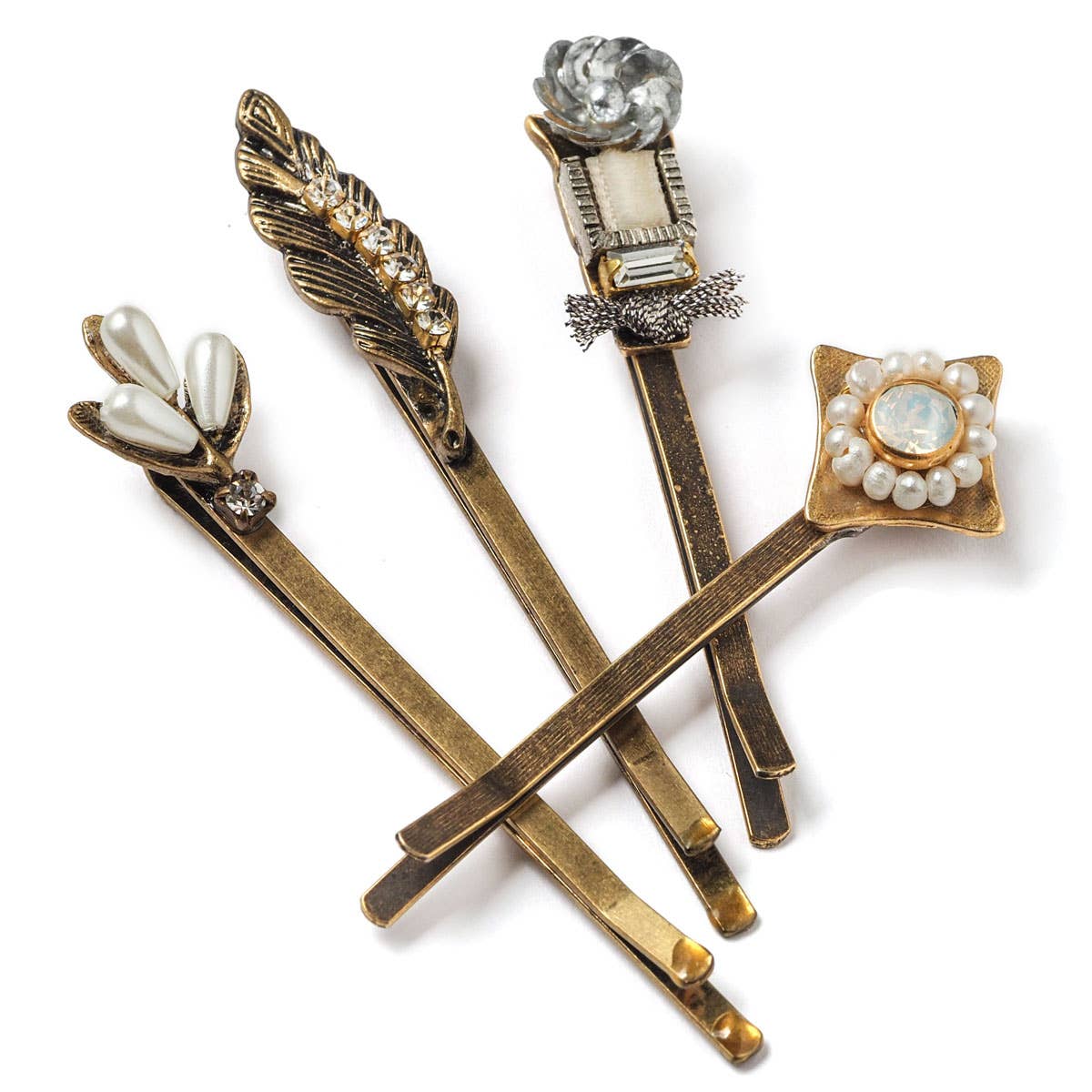 Feather and Pearl Hair Pin Set