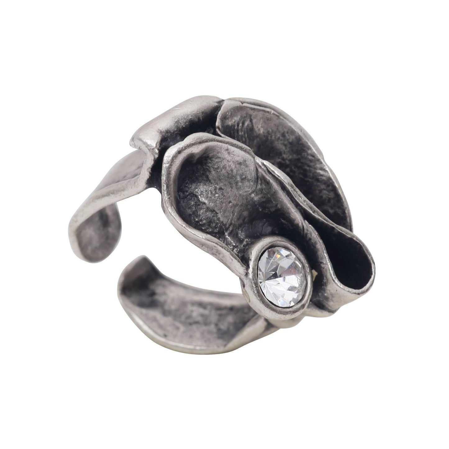 Handmade Clear Crystal Brass Ring - 6990