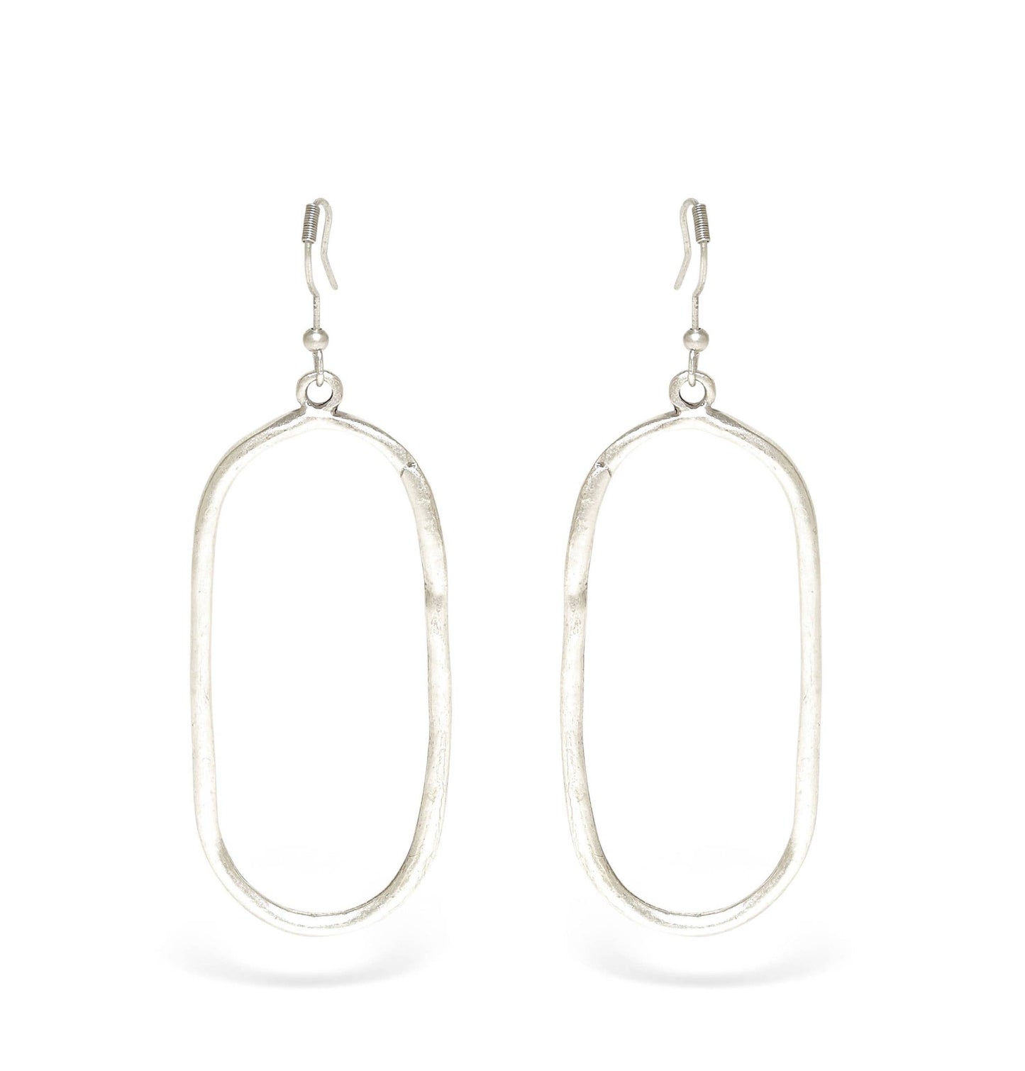 Handmade Oval Pewter Earrings - 24-343