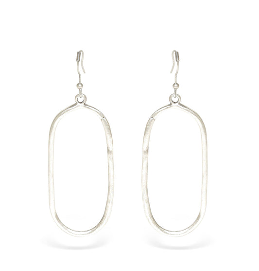 Handmade Oval Pewter Earrings - 24-343