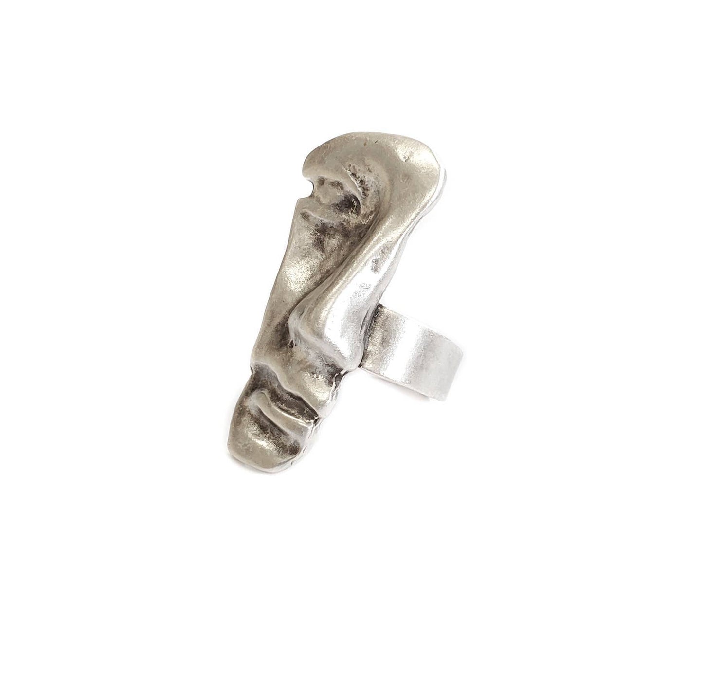 Handmade Strange Face Pewter Ring - ZR-180