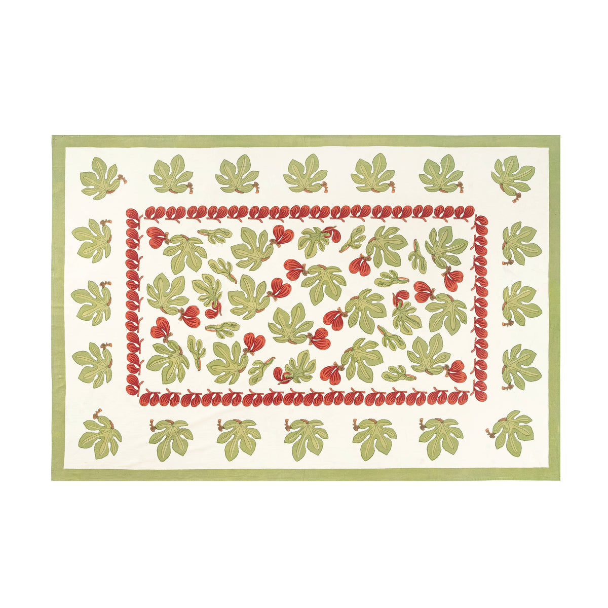 Fig Red& Green | French Tablecloths: 71" x 128"