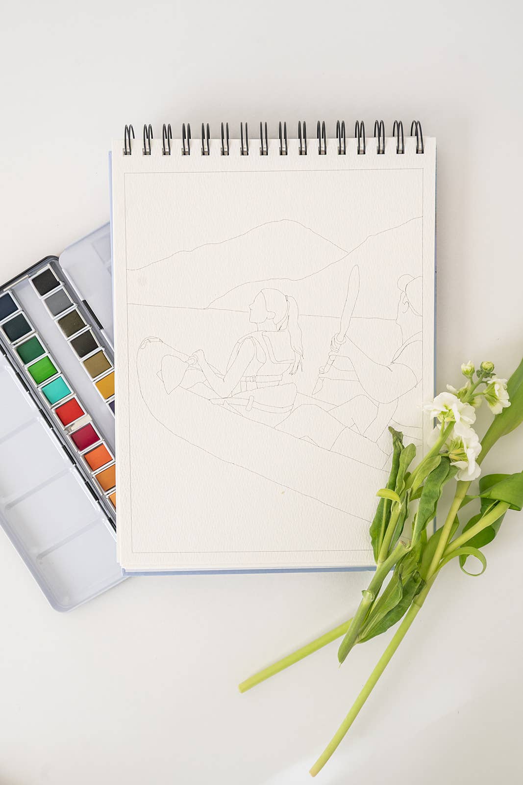 Landscape Watercoloring Book-21Outlines with Video Tutorials
