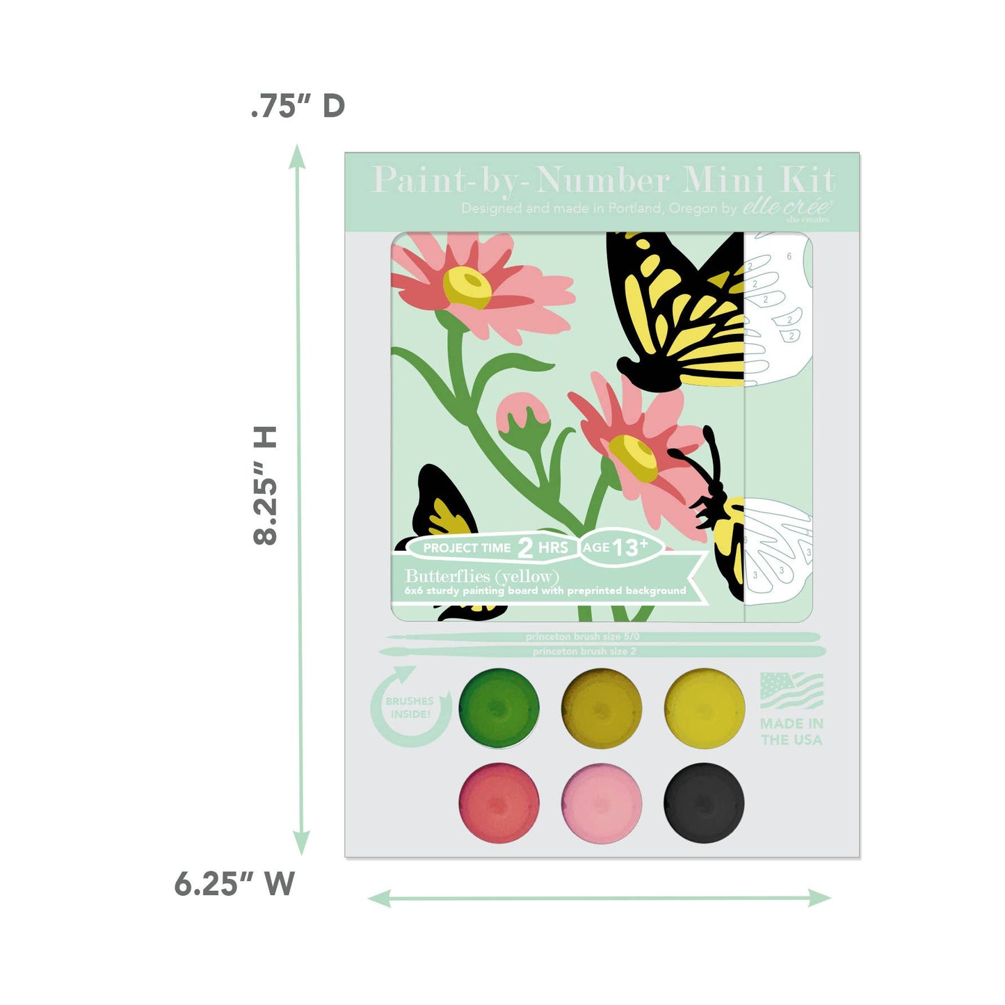 Butterflies (yellow) MINI Paint-by-Number Kit