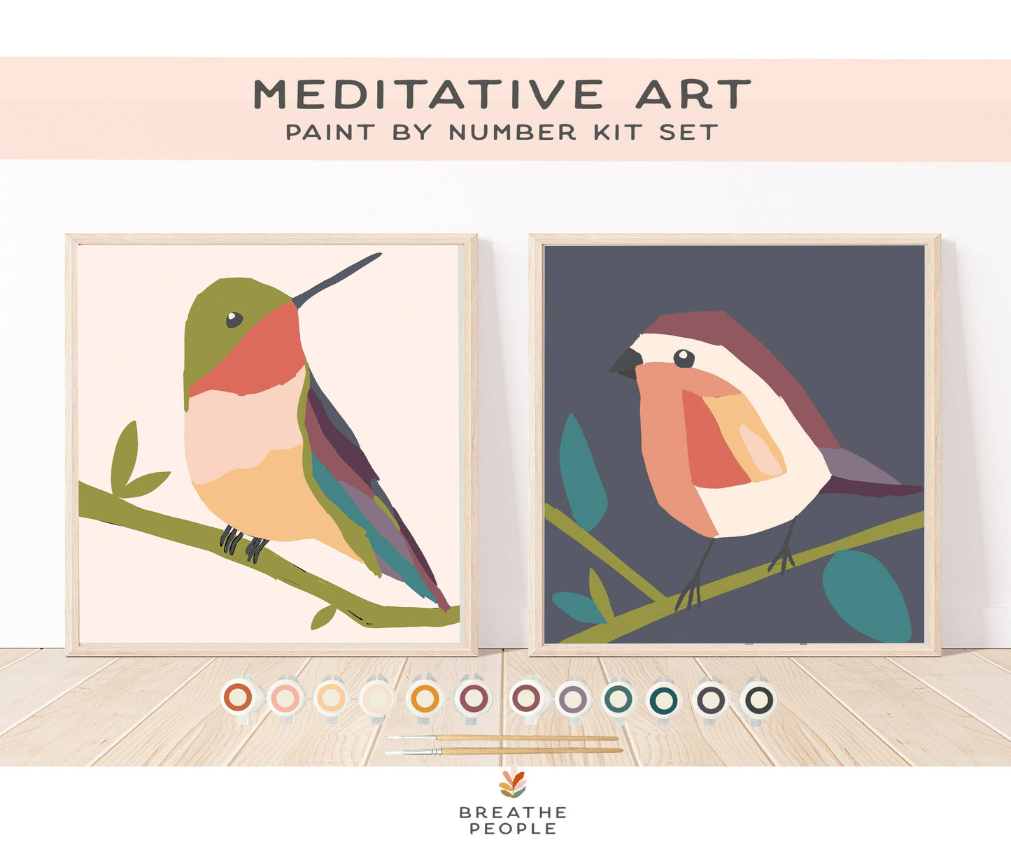 Zen Balance with  Birds Meditative Art Paint by Number Kit