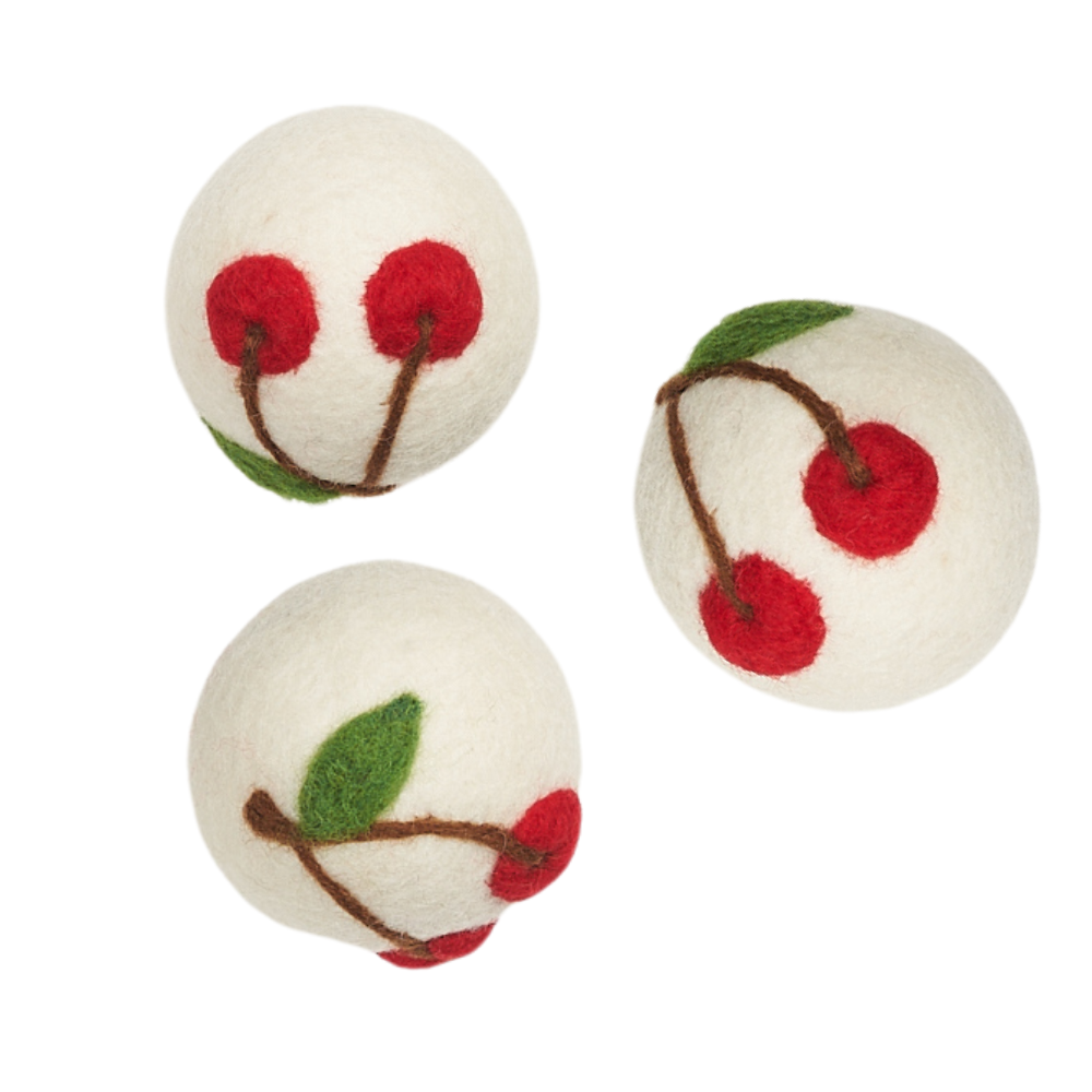 Wool Dryer Balls - Set of 3 Cherry