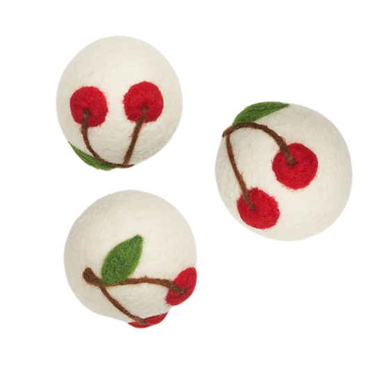 Wool Dryer Balls - Set of 3 Cherry
