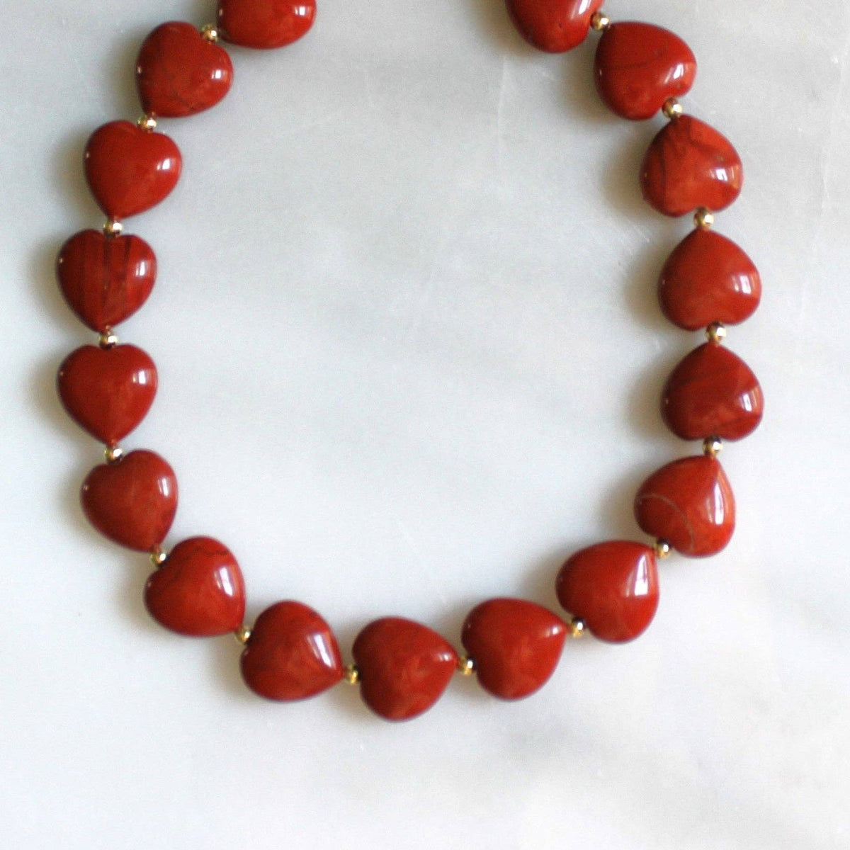 Red Jasper Wild Heart Beaded Necklace - Handmade Jewelry: 18 inch