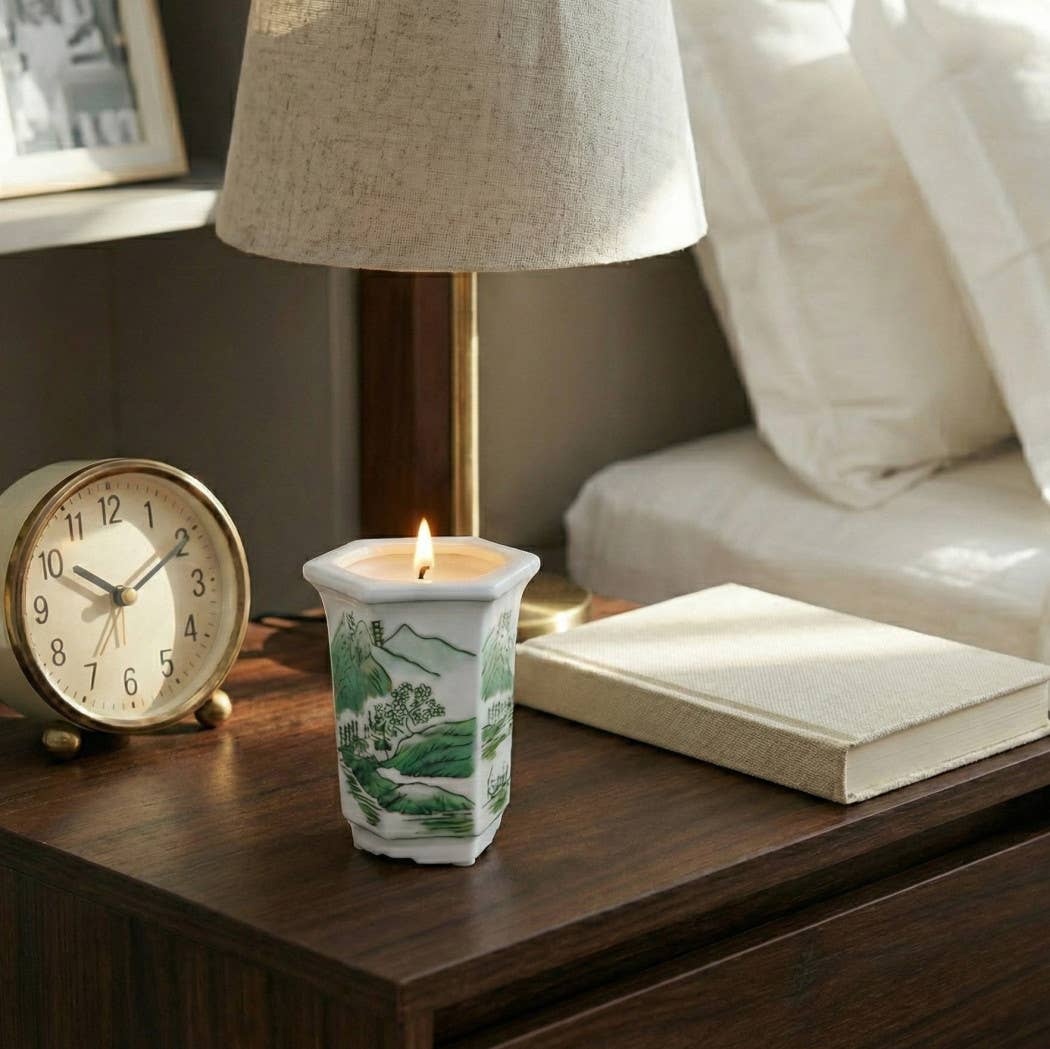 Scented Candle - Sage & Eucalyptus Green Ceramic, 6 Oz