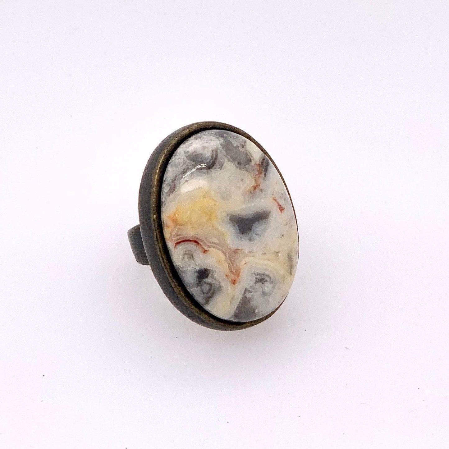 Single Oval Stone Ring: Light Turq / 8