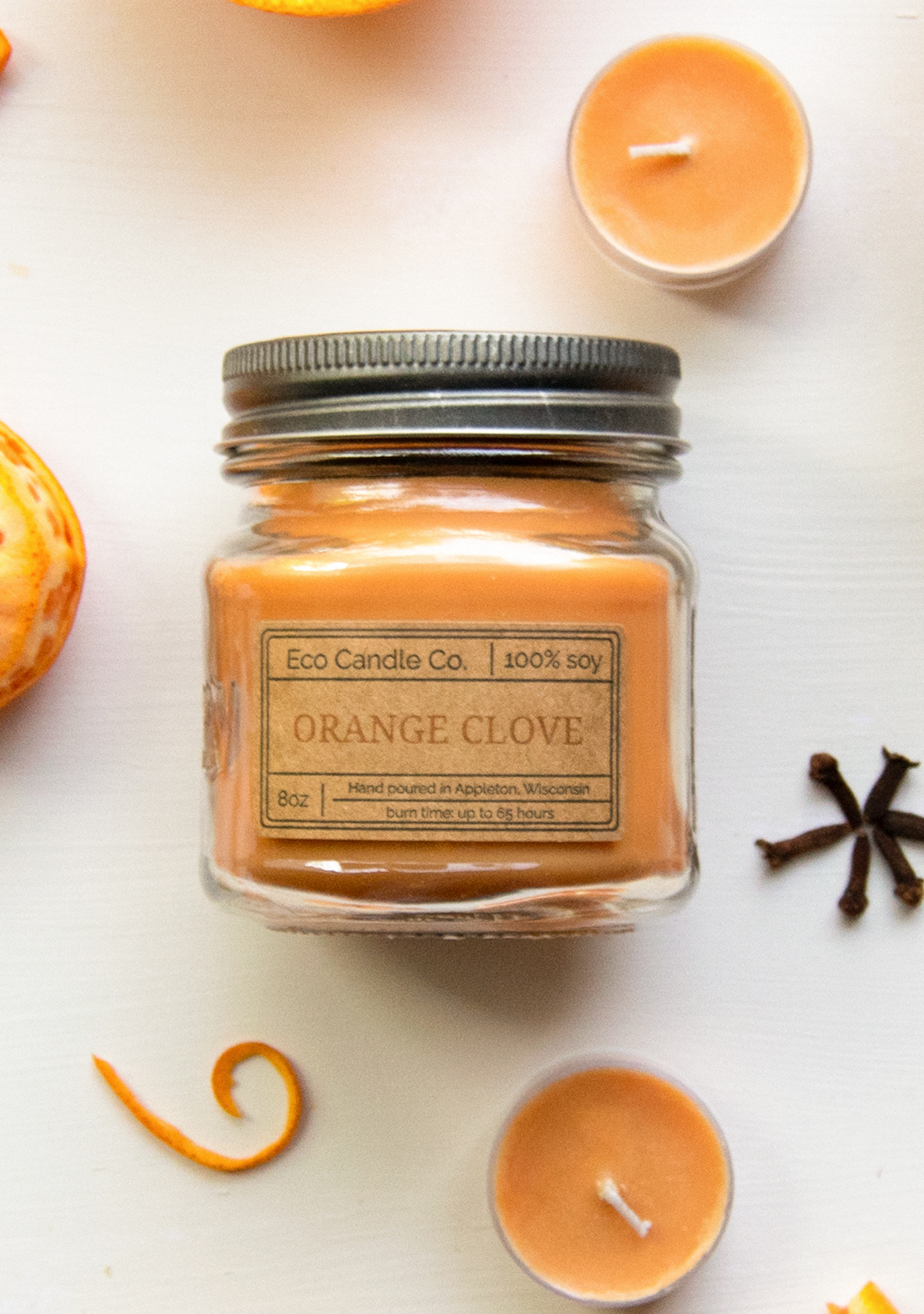 8oz mason ORANGE CLOVE