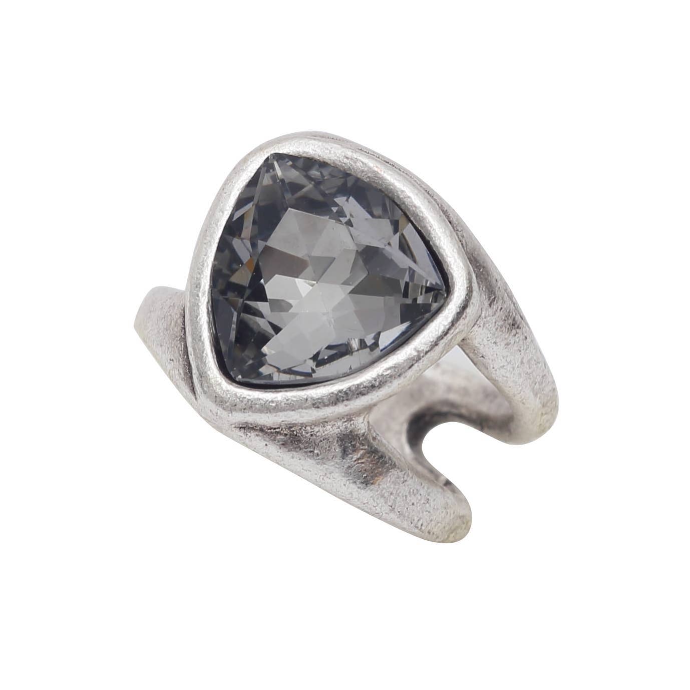 Handmade Smoky Crystal Brass Ring - 7005