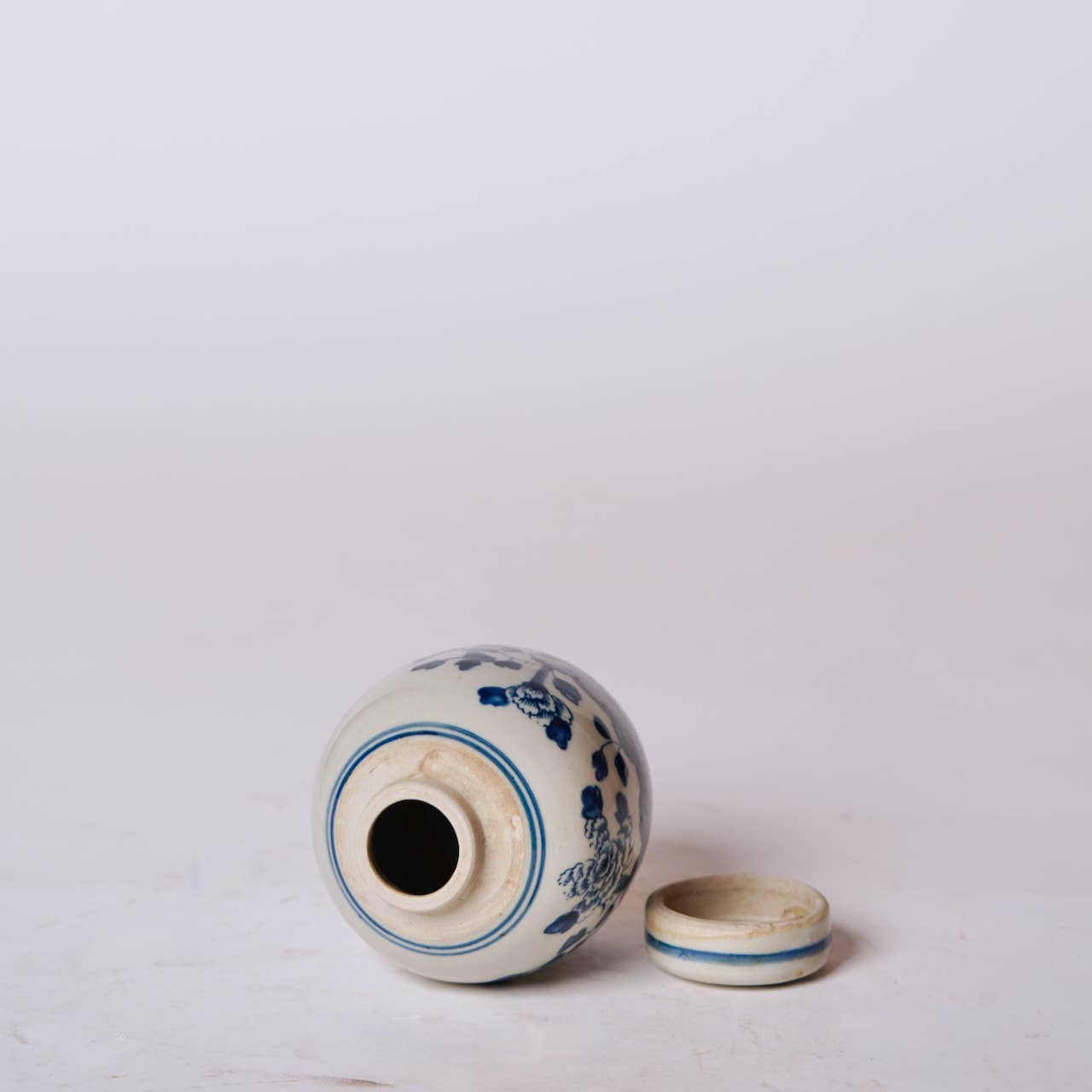 Blue and White Porcelain Mini Bird and Flower Round Jar