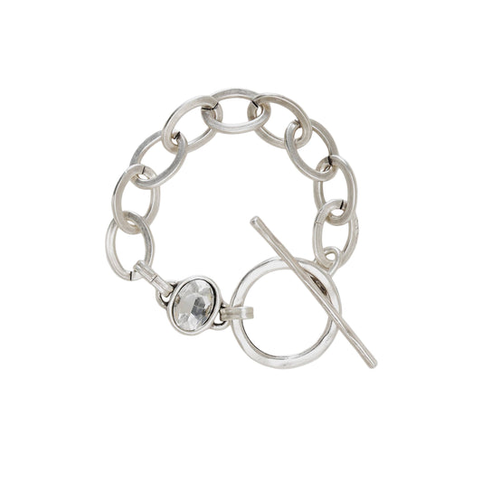 Handmade Clear Crystal Brass Bracelet - 2944