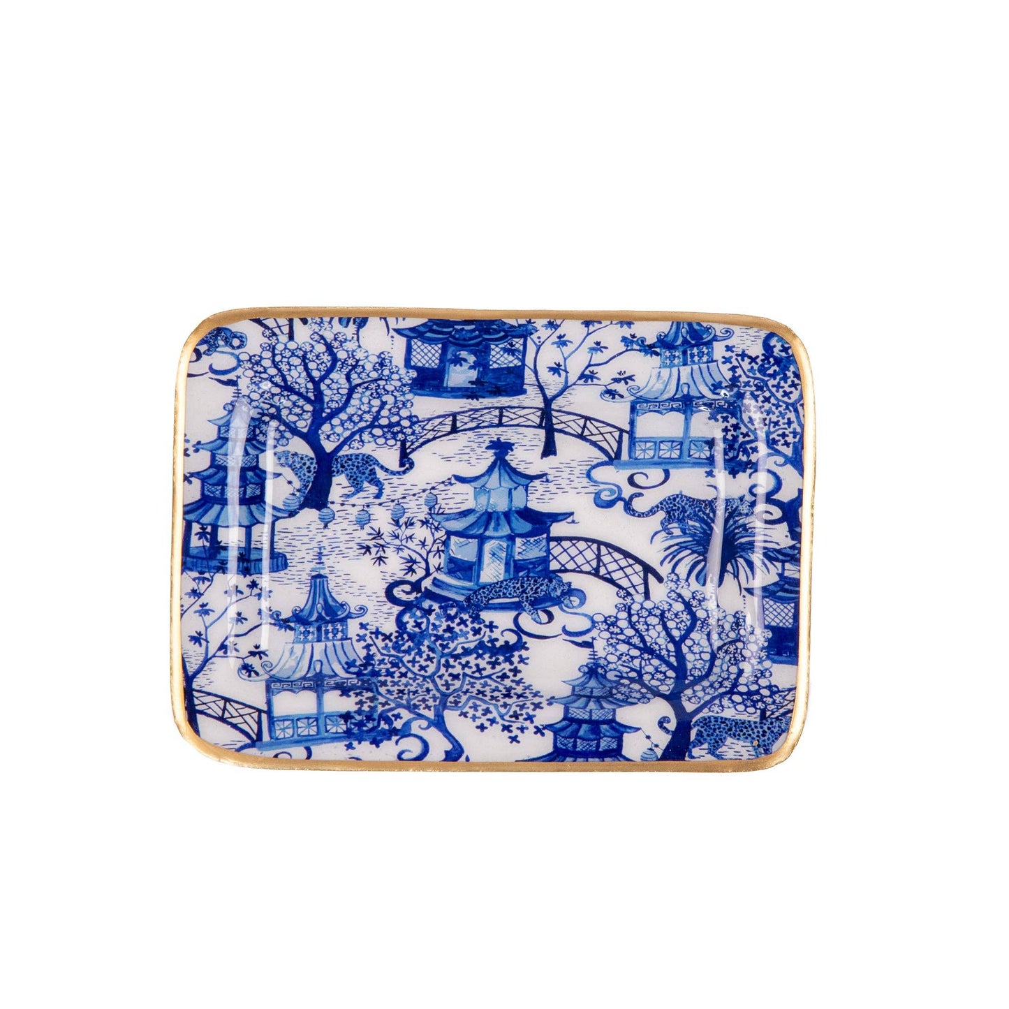 Garden Party Enameled Laney Tray - White & Blue: White & Blue