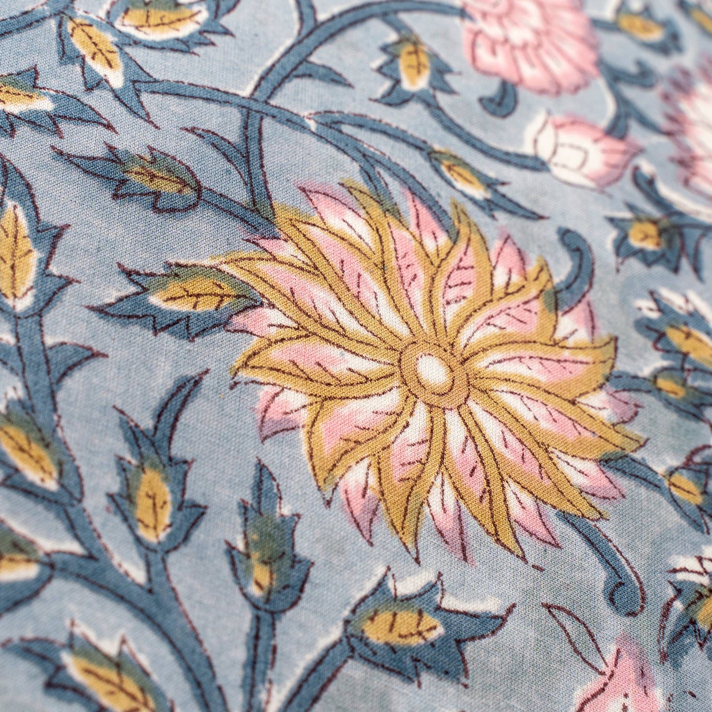 20x20 Block Print Pillow, Blue: Cover with Filler