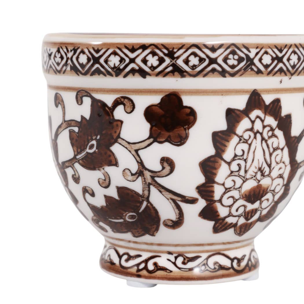 Scented Candle - Plumeria Brown and White Ceramic, 6 Oz.