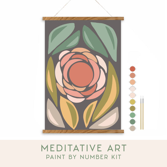 Blossom Meditative Art Paint by Number Kit: Kit + Magnetic Frame