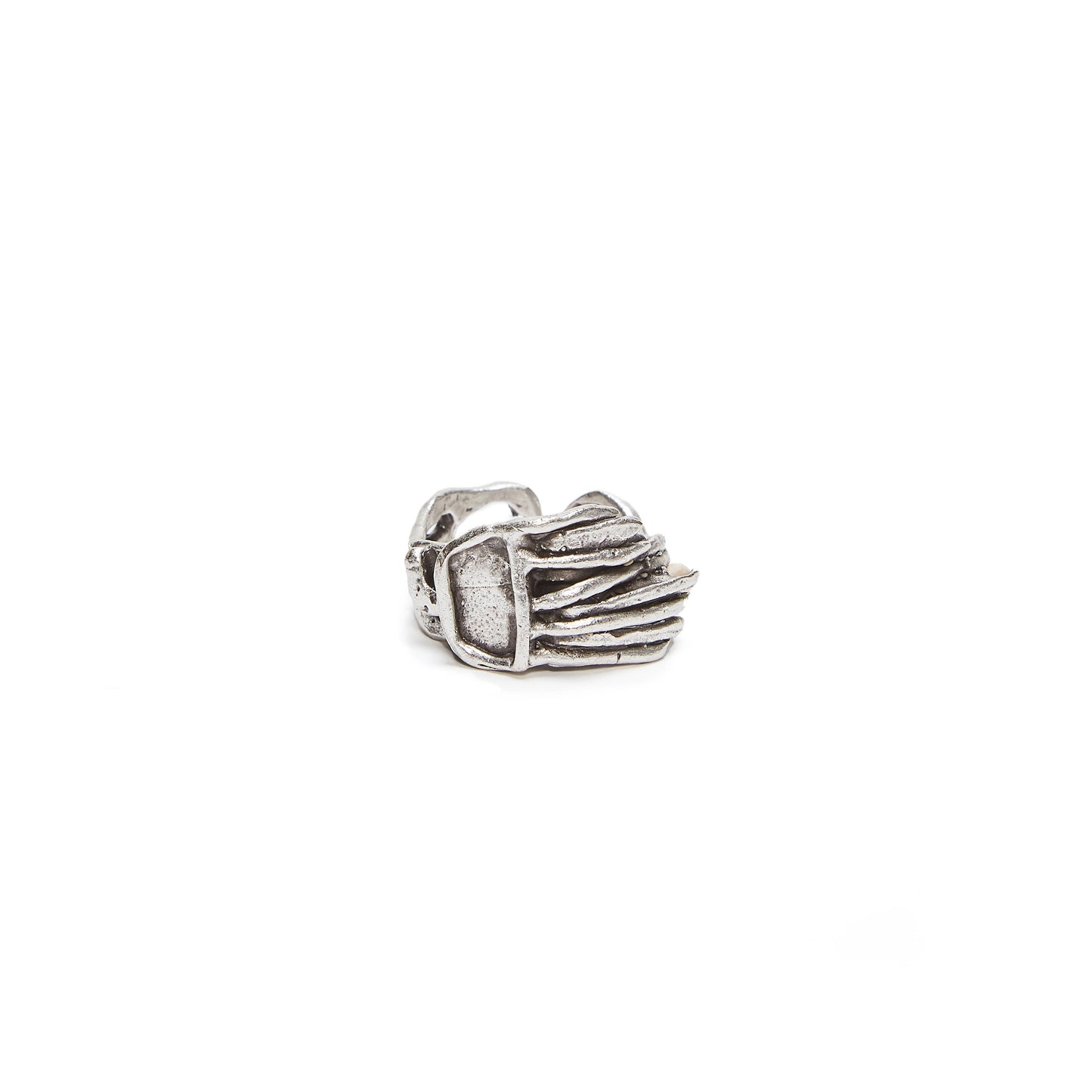 Handmade Brass Ring In Silver Plated - 6866