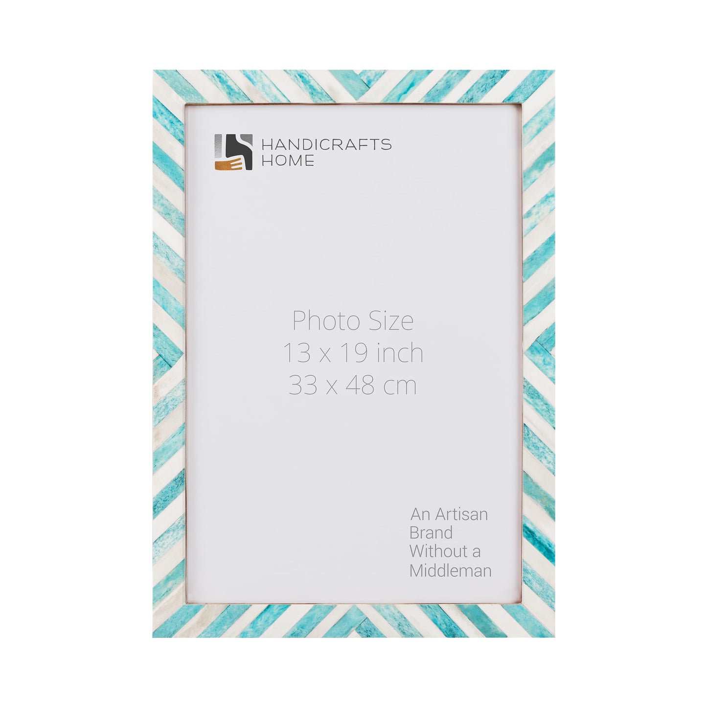 Chevron Pattern Bone Inlay Picture Frames, 26 Sizes, Green: 5x7