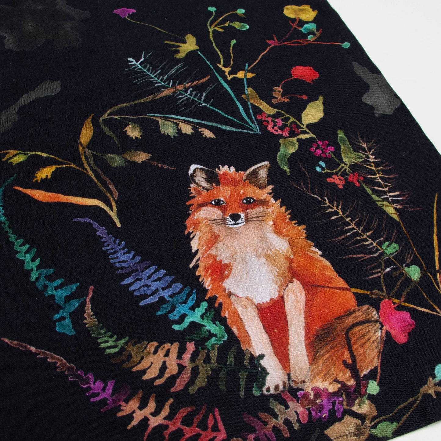 Tea Towel - Curious Fox in Black