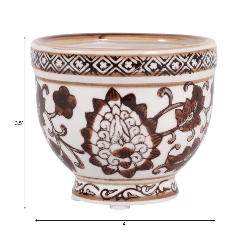 Scented Candle - Plumeria Brown and White Ceramic, 6 Oz.